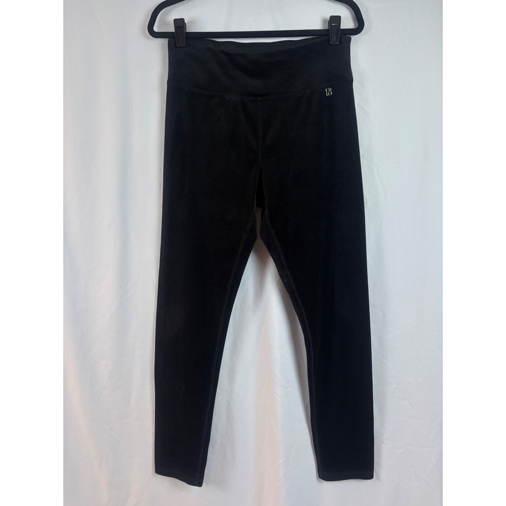 Calvin Klein Women's High Waisted Velour Leggings‎ Black Tapered Pants Medium